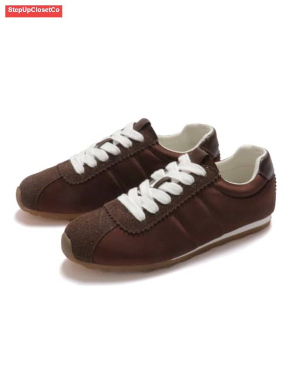 Satin Suede Retro Low Top Lace Up Sneakers Non-Slip Gum Sole Casual